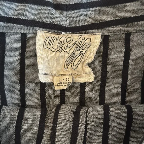 Ace & Jig Gray and Black Striped A-Line Button-Front Skirt - Picture 2 of 7